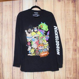 Nickelodeon Size XL Long Sleeve Black Rug Rats Cartoon Graphic Tee Shirt Men's